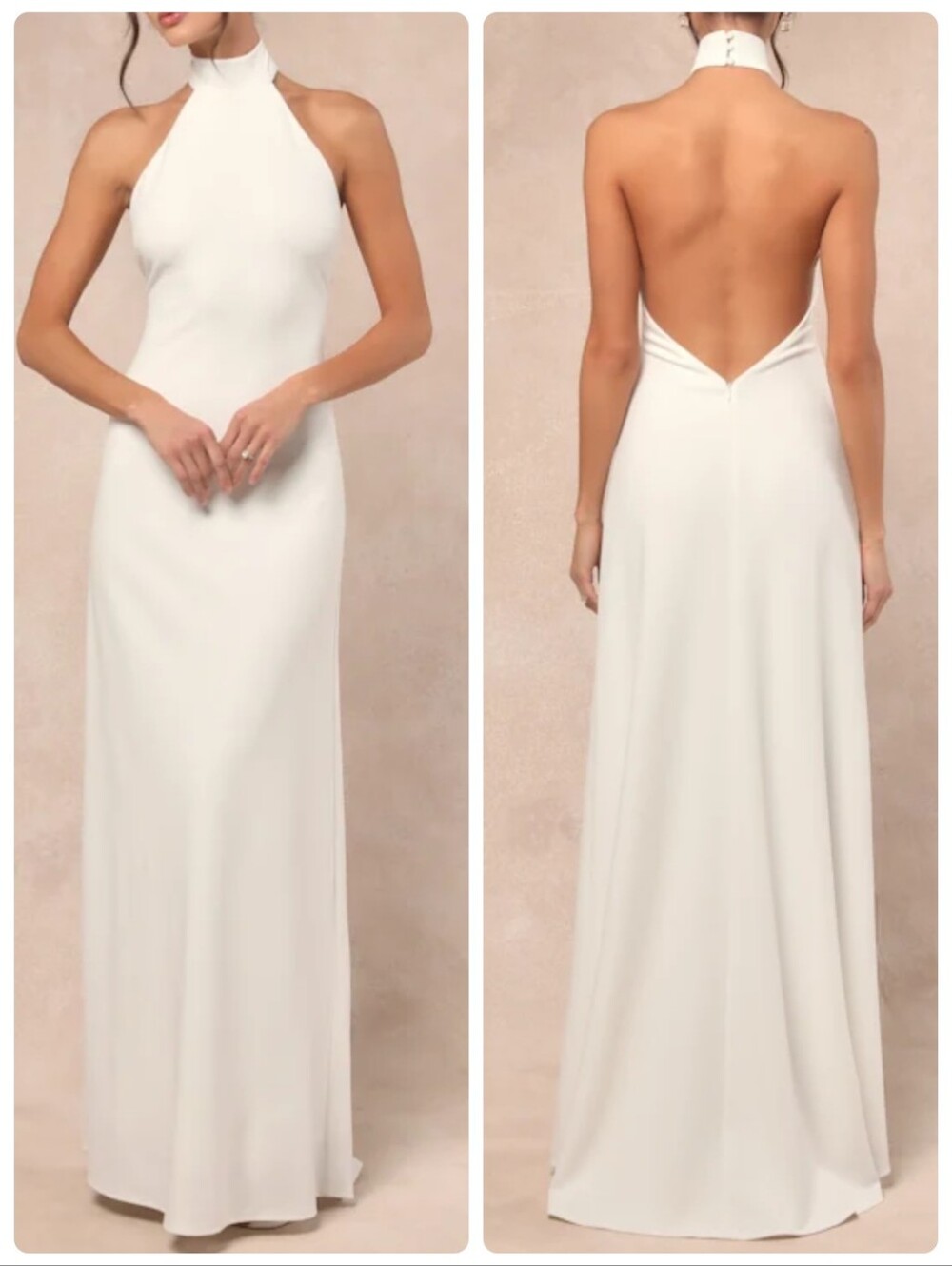 Lulus Alaura White Backless Halter Maxi Dress Size Small NWT
